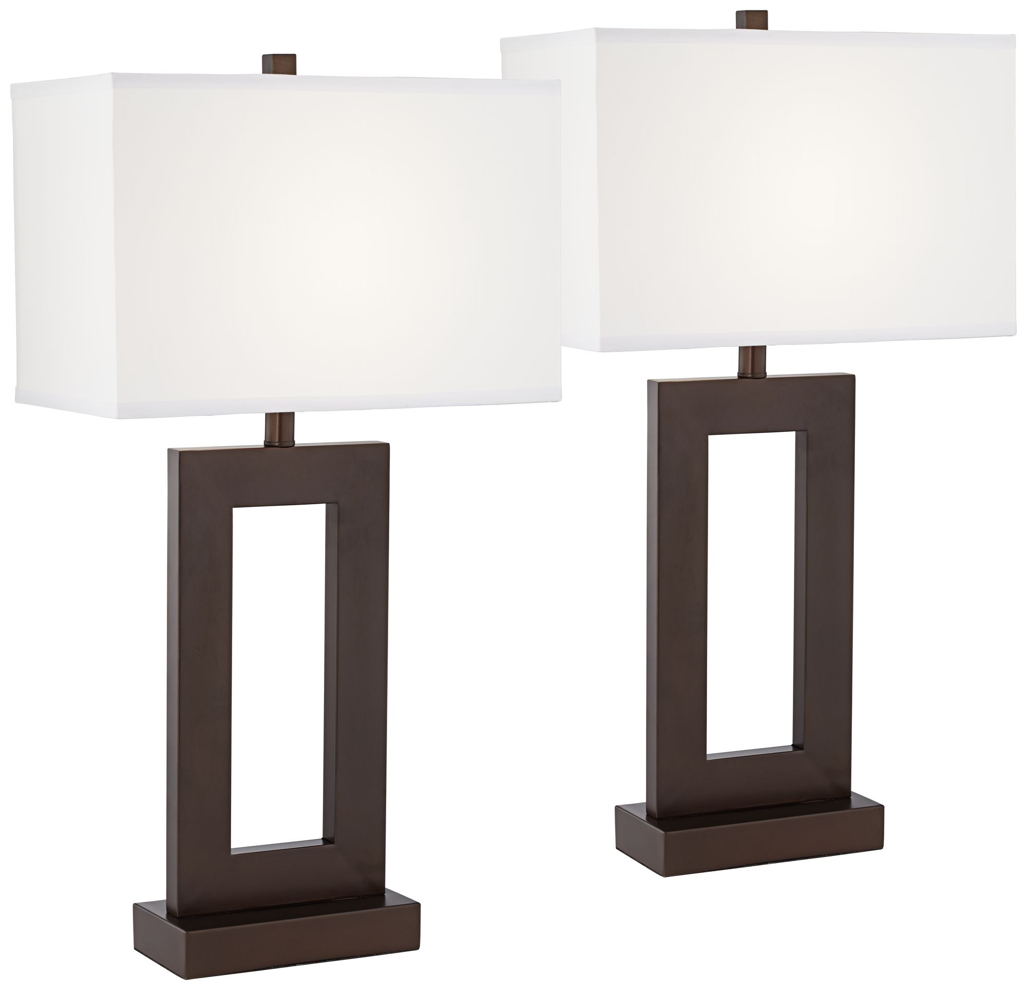 Image 2 Possini Euro Marshall 30 1/4" Bronze Open Window Table Lamps Set of 2