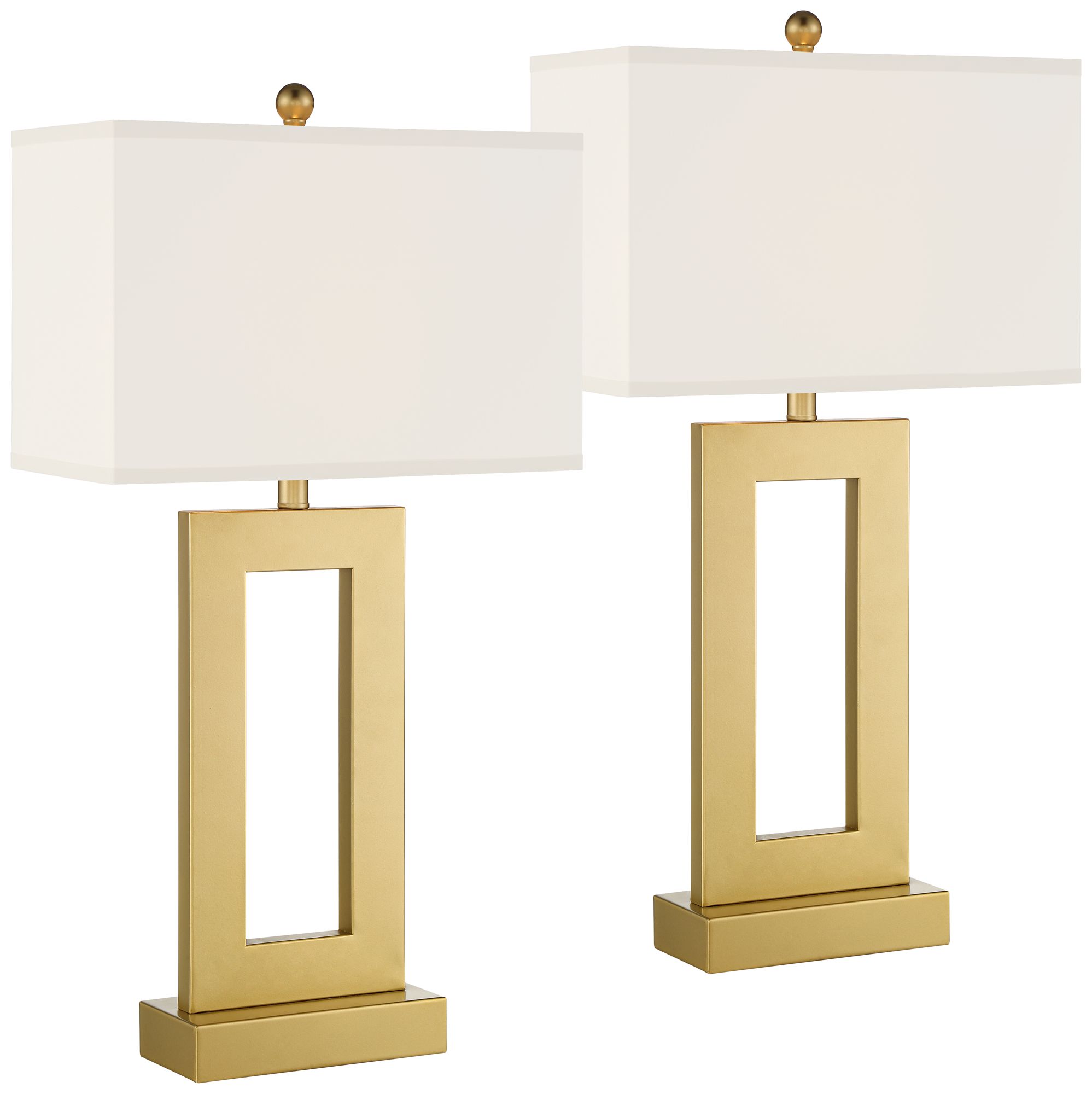 Image 2 Possini Euro Marshall Modern Luxe Gold Open Rectangle Table Lamps Set of 2