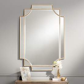 Image1 of Possini Euro Marten 30 3/4" x 45 1/4" Gold Wall Mirror