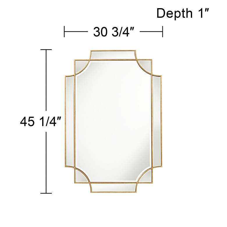 Image 5 Possini Euro Marten 30 3/4 inch x 45 1/4 inch Gold Wall Mirror more views