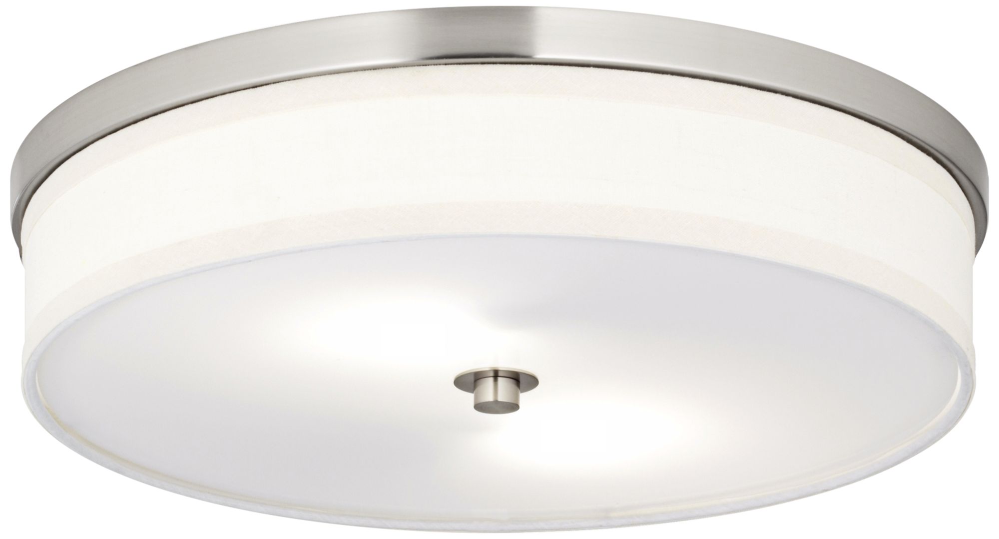 Possini Euro Martin 16"W White and Brushed Nickel Flush Ceiling Light
