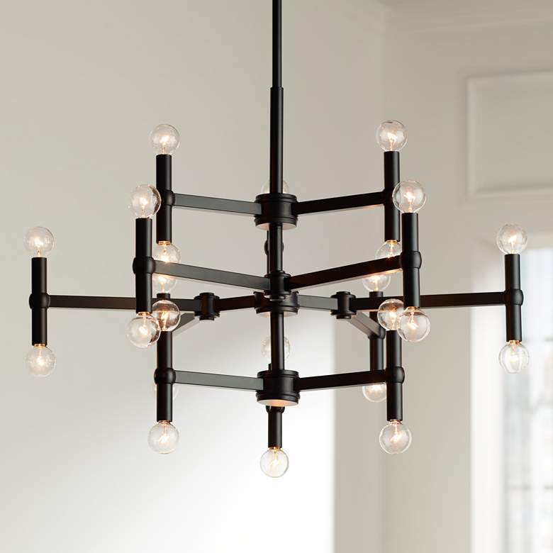 Image 1 Possini Euro Marya 31.5 inch Semi Gloss Black 24-Light Modern Chandelier