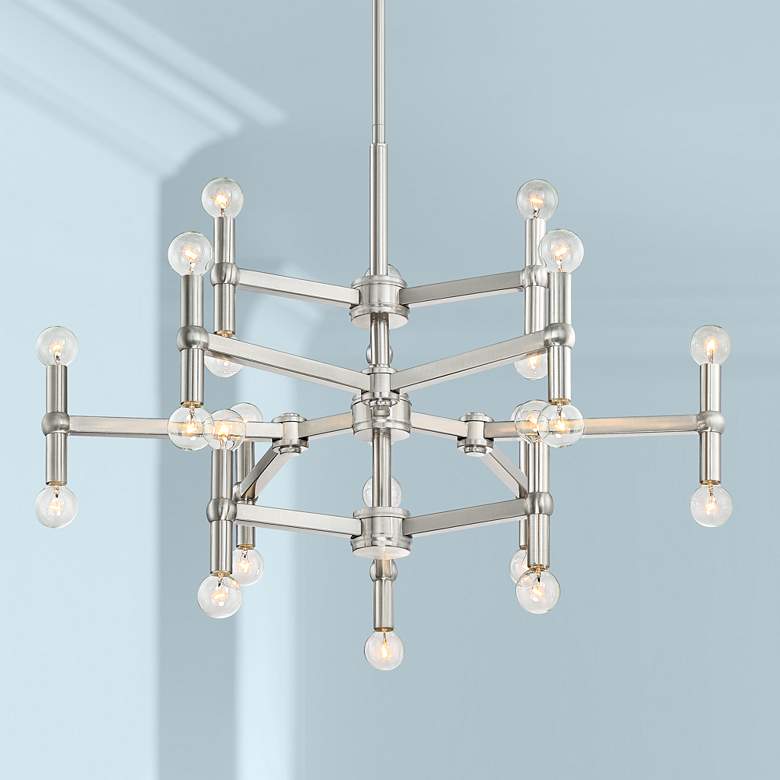 Image 1 Possini Euro Marya 32" Brushed Nickel 24-Light Modern Chandelier