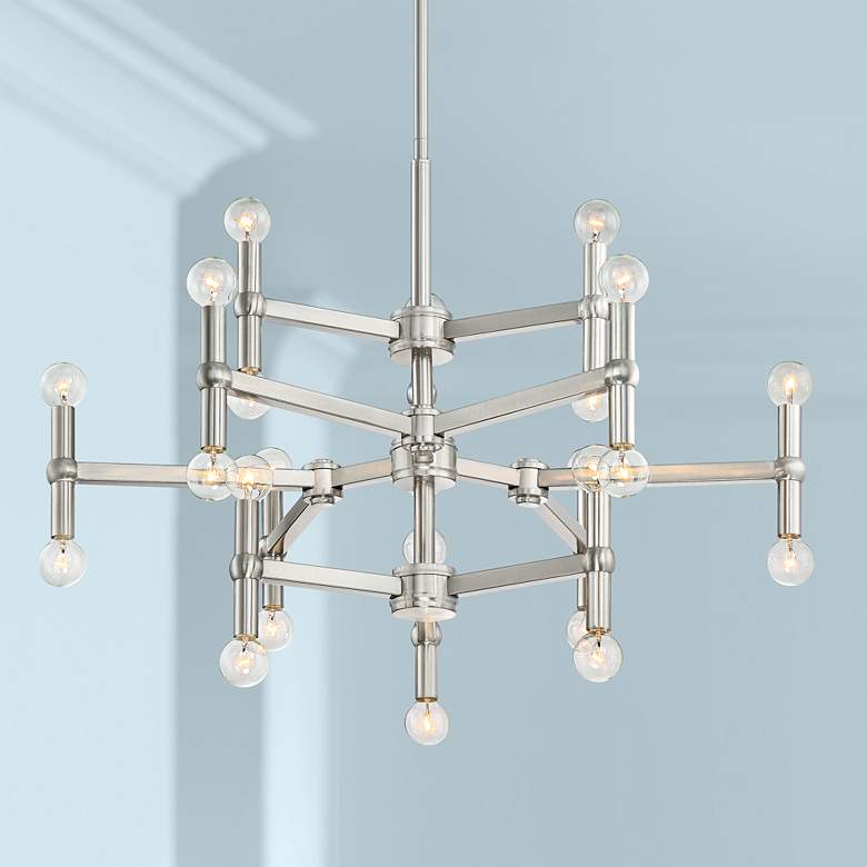 Image 1 Possini Euro Marya 32 inch Brushed Nickel 24-Light Modern Chandelier