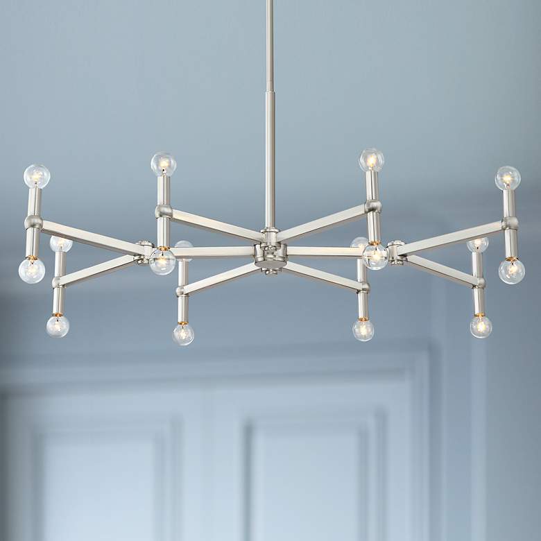 Image 1 Possini Euro Marya 37 3/4" Brushed Nickel 16-Light Modern Chandelier