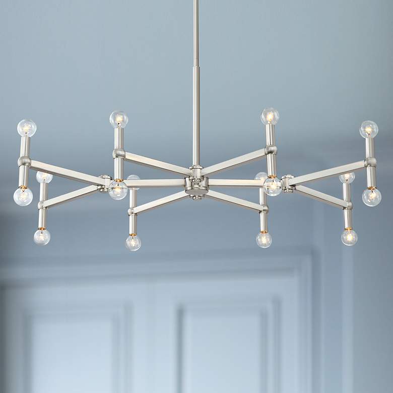 Image 1 Possini Euro Marya 37 3/4 inch Brushed Nickel 16-Light Modern Chandelier