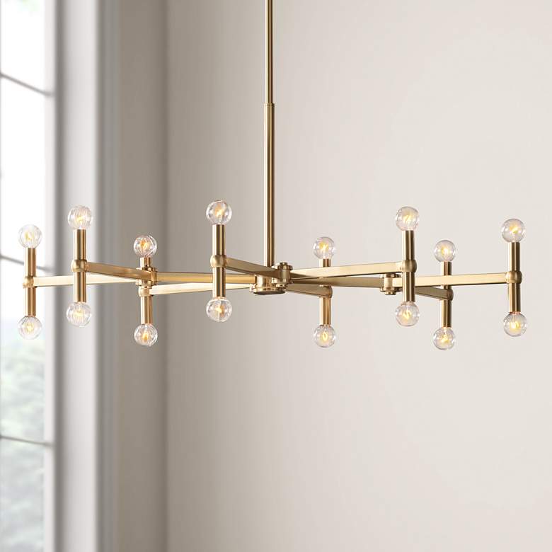 Image 2 Possini Euro Marya 37 inch Wide Satin Brass 16-Light Modern Chandelier