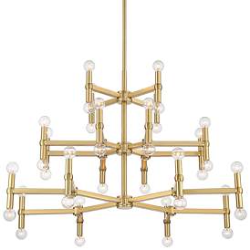 Image2 of Possini Euro Marya 41 1/2" Wide Modern Satin Brass 3-Tier Chandelier