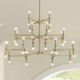Image1 of Possini Euro Marya 41 1/2" Wide Modern Satin Brass 3-Tier Chandelier