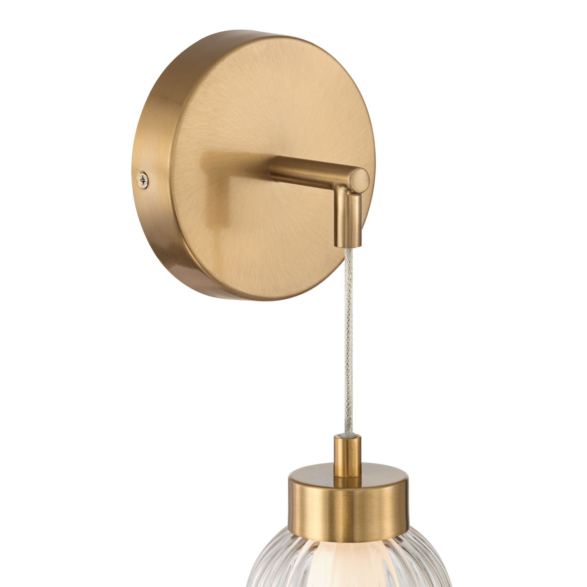 Image 4 Possini Euro Mastia 22 1/4"H Warm Brass Ribbed Glass LED Wall Sconce more views