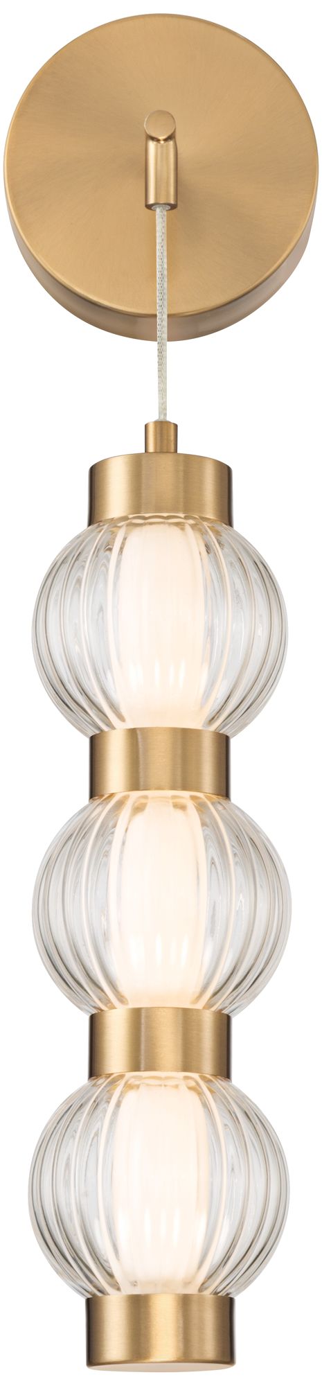 Image 5 Possini Euro Mastia 22 1/4"H Warm Brass Ribbed Glass LED Wall Sconce more views