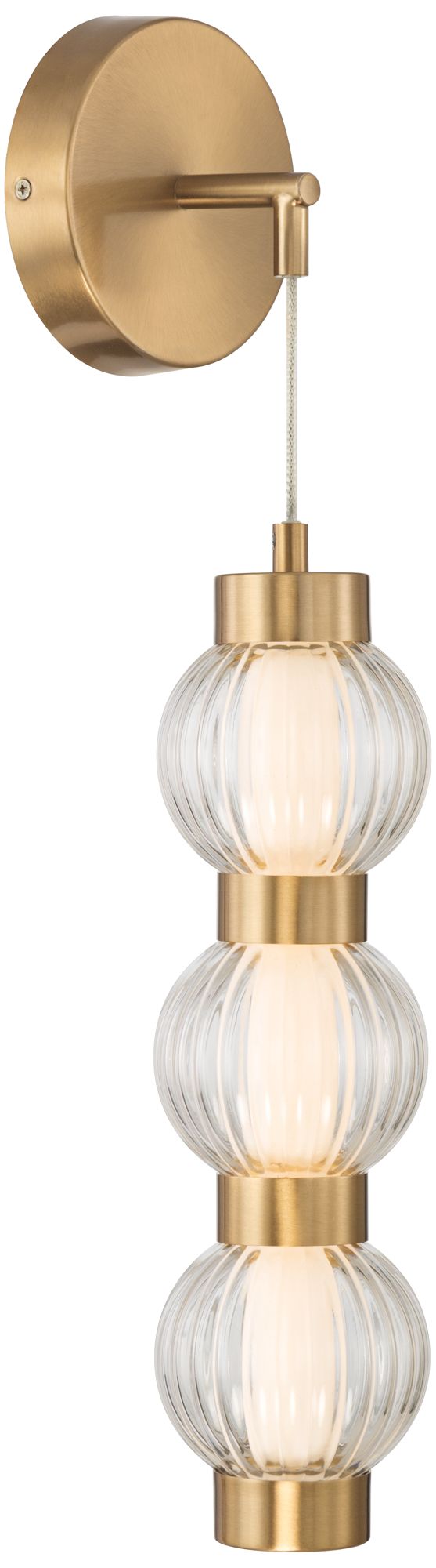 Image 6 Possini Euro Mastia 22 1/4"H Warm Brass Ribbed Glass LED Wall Sconce more views