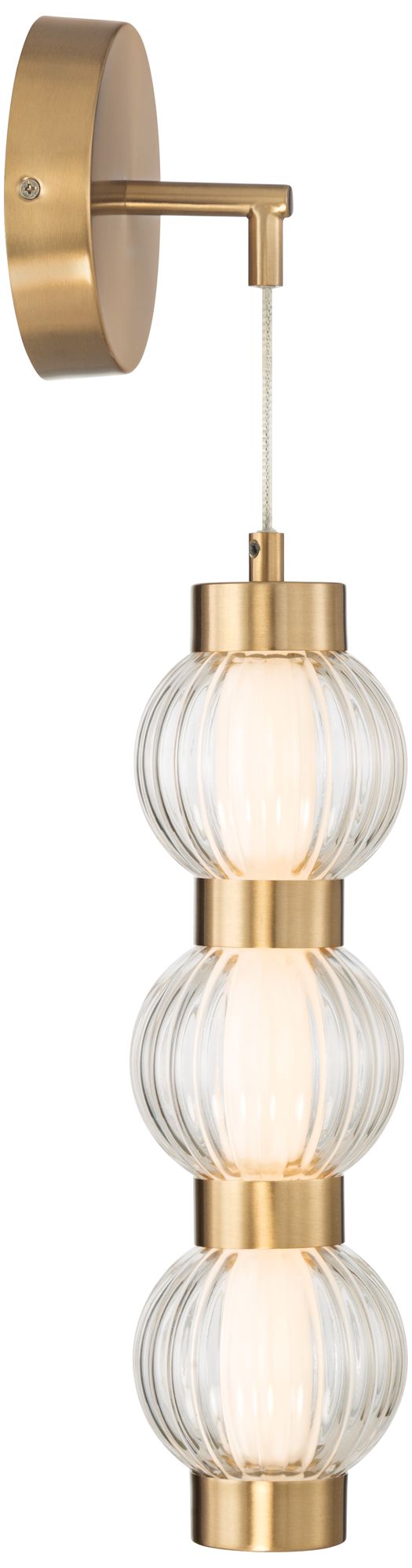 Possini Euro Mastia 22 1/4"H Warm Brass Ribbed Glass LED Wall Sconce