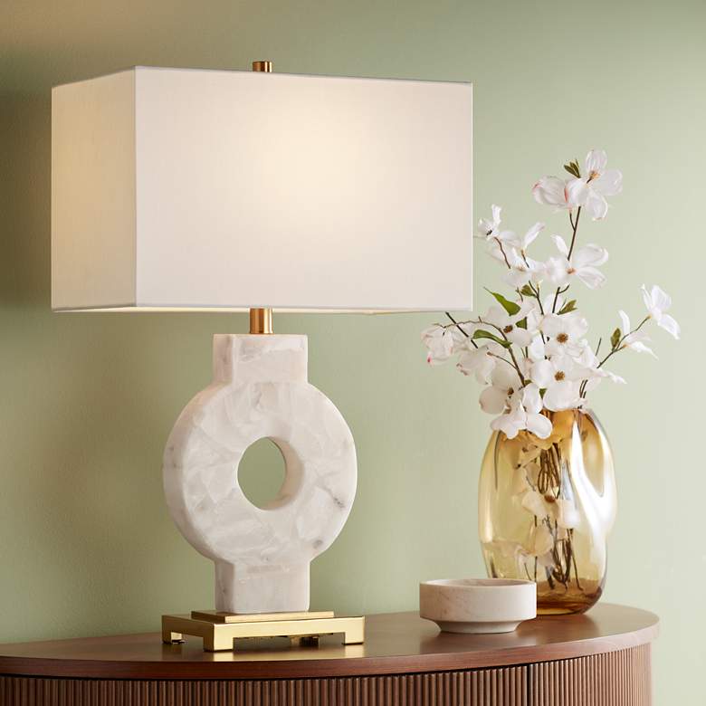 Image 2 Possini Euro Mavi 25 1/2" Modern Alabaster Marble Stone Table Lamp