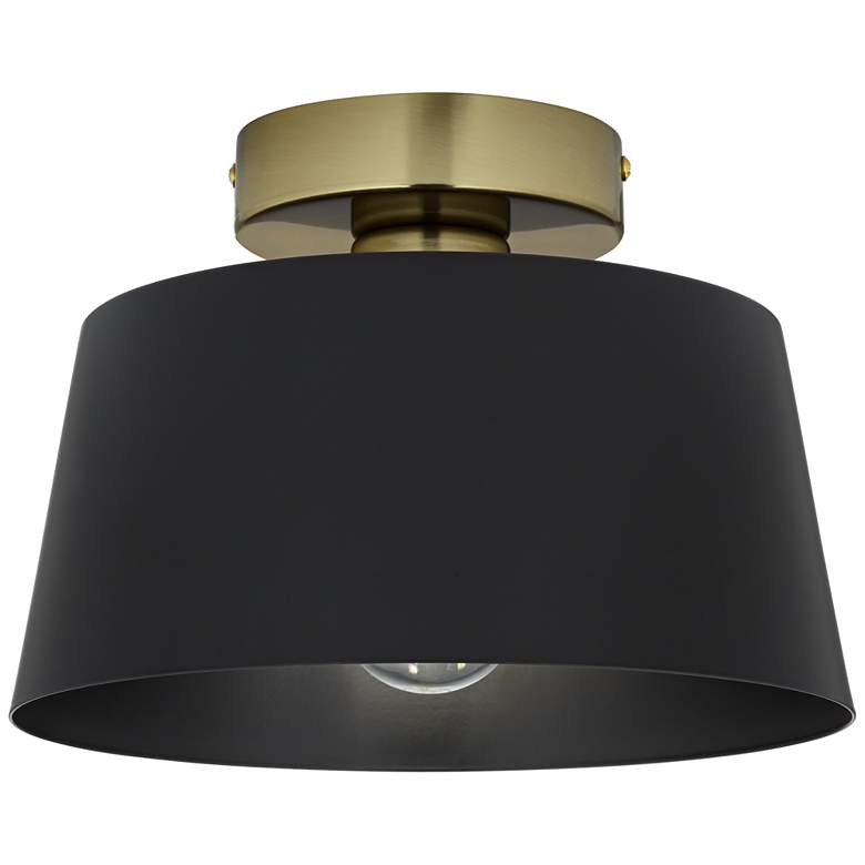 Image 2 Possini Euro McCovey 9 3/4" Wide Modern Black and Brass Ceiling Light