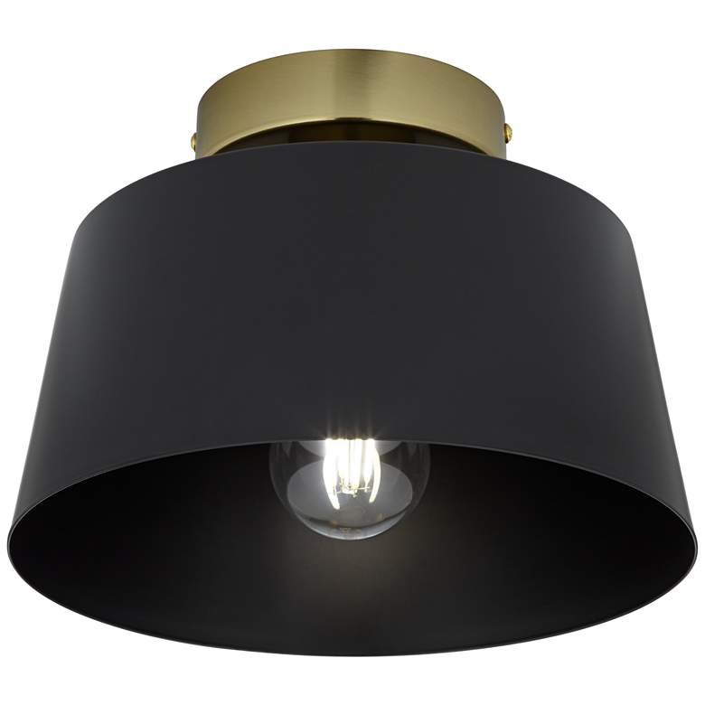 Image 5 Possini Euro McCovey 9 3/4" Wide Modern Black and Brass Ceiling Light more views