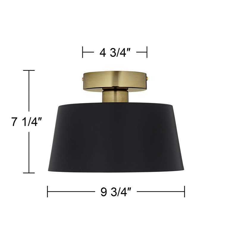 Image 6 Possini Euro McCovey 9 3/4" Wide Modern Black and Brass Ceiling Light more views