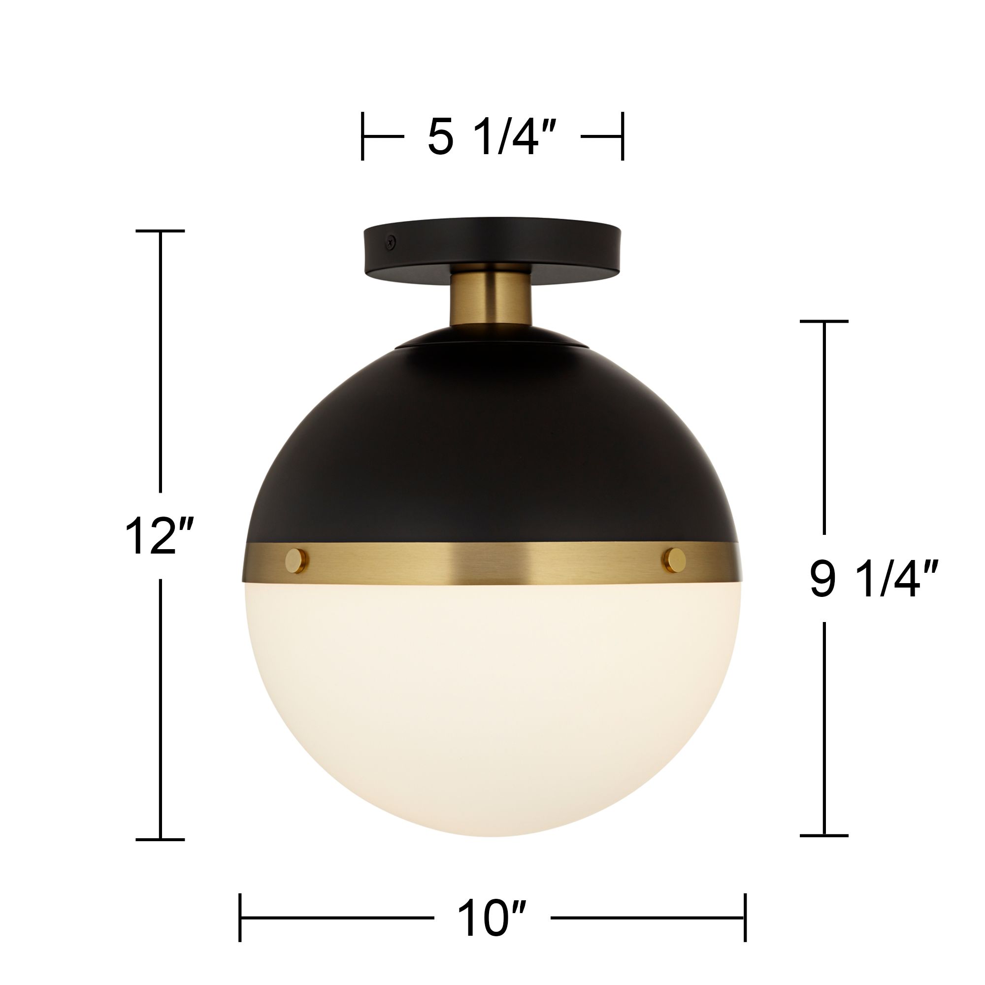 Possini Euro McGraw 10 1/4" Antique Brass White Globe Ceiling Light