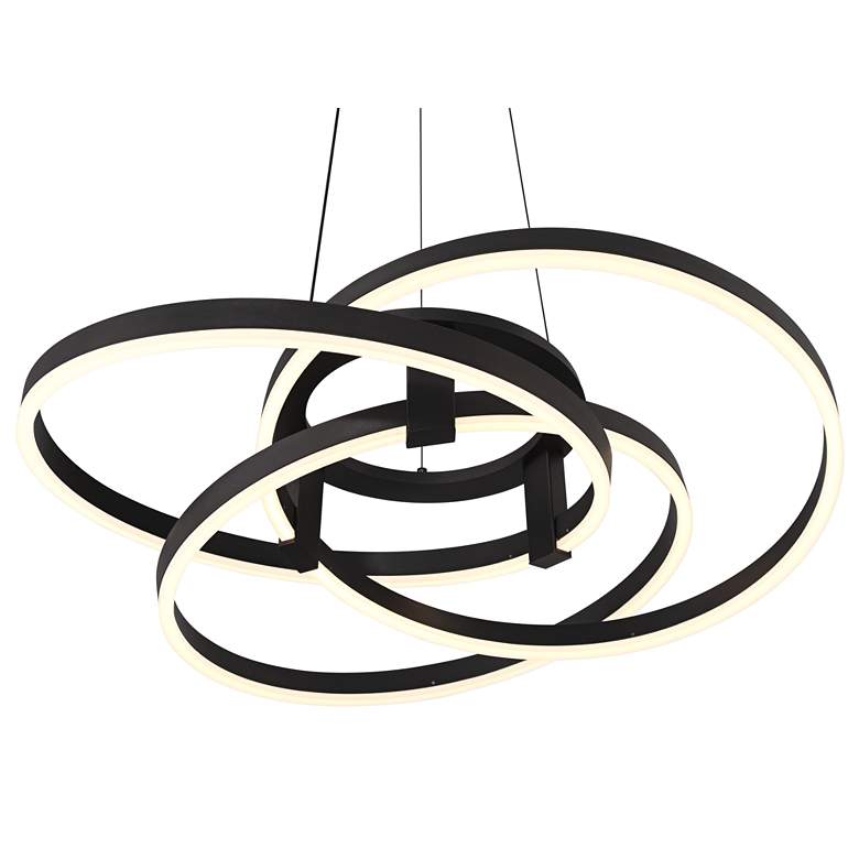 Image 3 Possini Euro McKenna 26 1/2" Sand Black Modern LED Rings Pendant Light more views