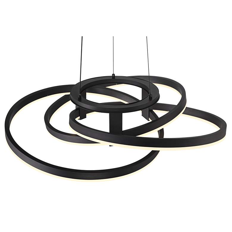 Image 4 Possini Euro McKenna 26 1/2" Sand Black Modern LED Rings Pendant Light more views