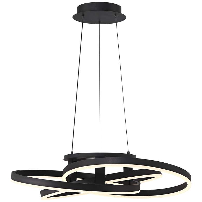 Image 6 Possini Euro McKenna 26 1/2" Sand Black Modern LED Rings Pendant Light more views