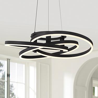 Possini Euro McKenna 26 1/2" Sand Black Modern LED Rings Pendant Light