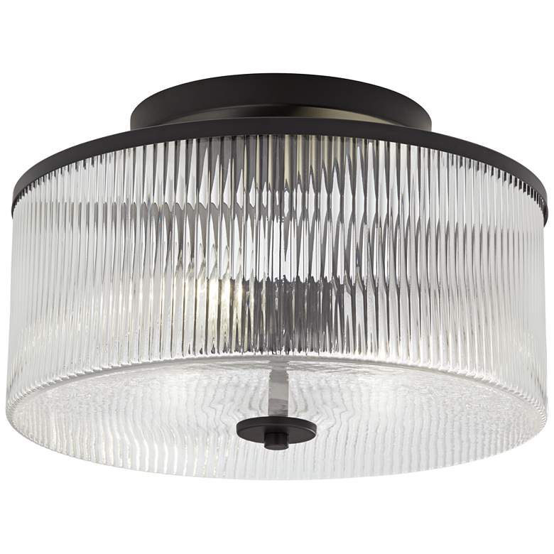 Possini Euro McKenzie 14" Wide Black 2Light Ceiling Light 5712H