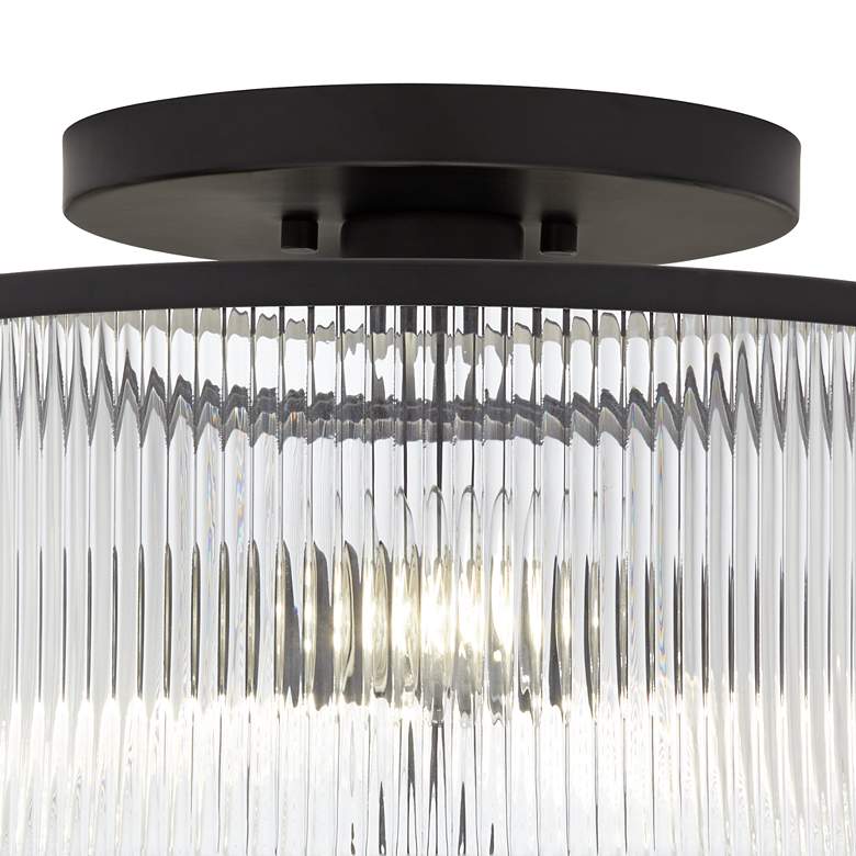 Image 4 Possini Euro McKenzie 14" Wide Black 2-Light Ceiling Light more views