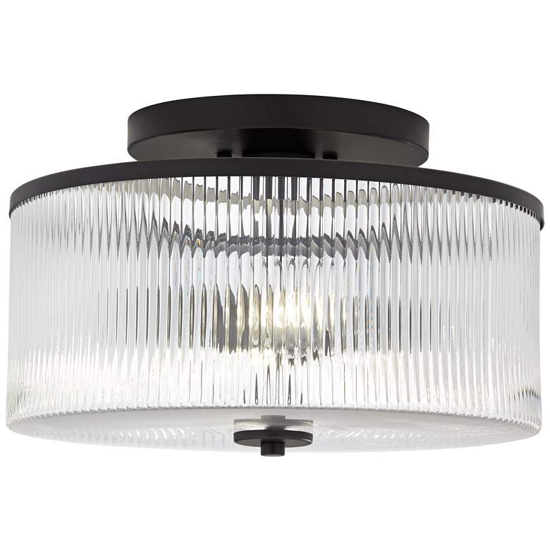 Image 5 Possini Euro McKenzie 14" Wide Black 2-Light Ceiling Light more views