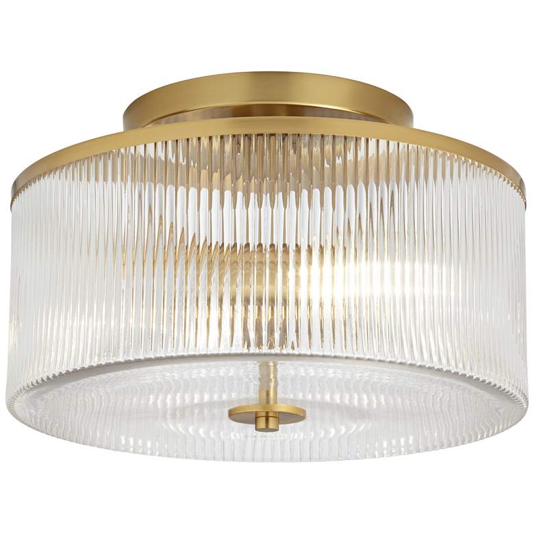 Image 2 Possini Euro McKenzie 14"W Warm Brass 2-Light Ceiling Light
