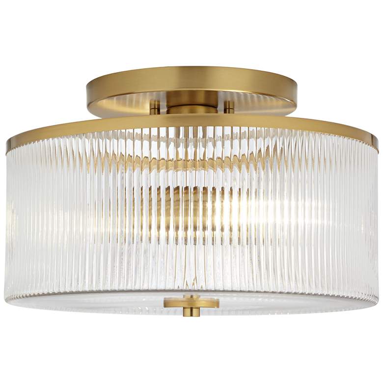 Image 5 Possini Euro McKenzie 14"W Warm Brass 2-Light Ceiling Light more views