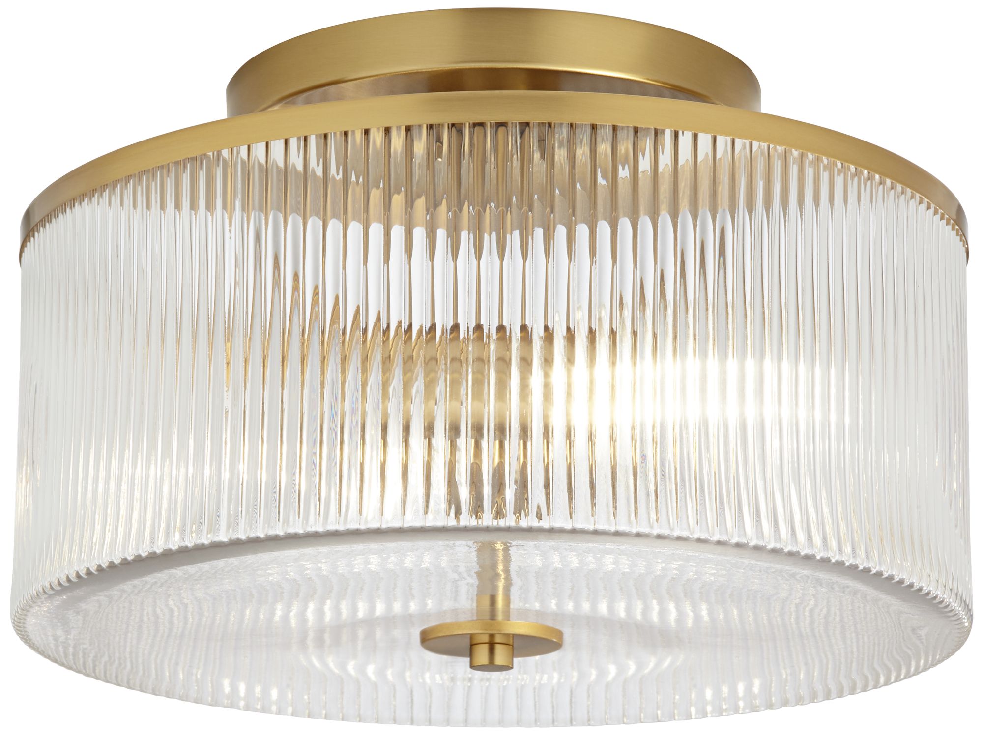 Image 3 Possini Euro McKenzie 14"W Warm Brass Glass 2-Light Ceiling Light
