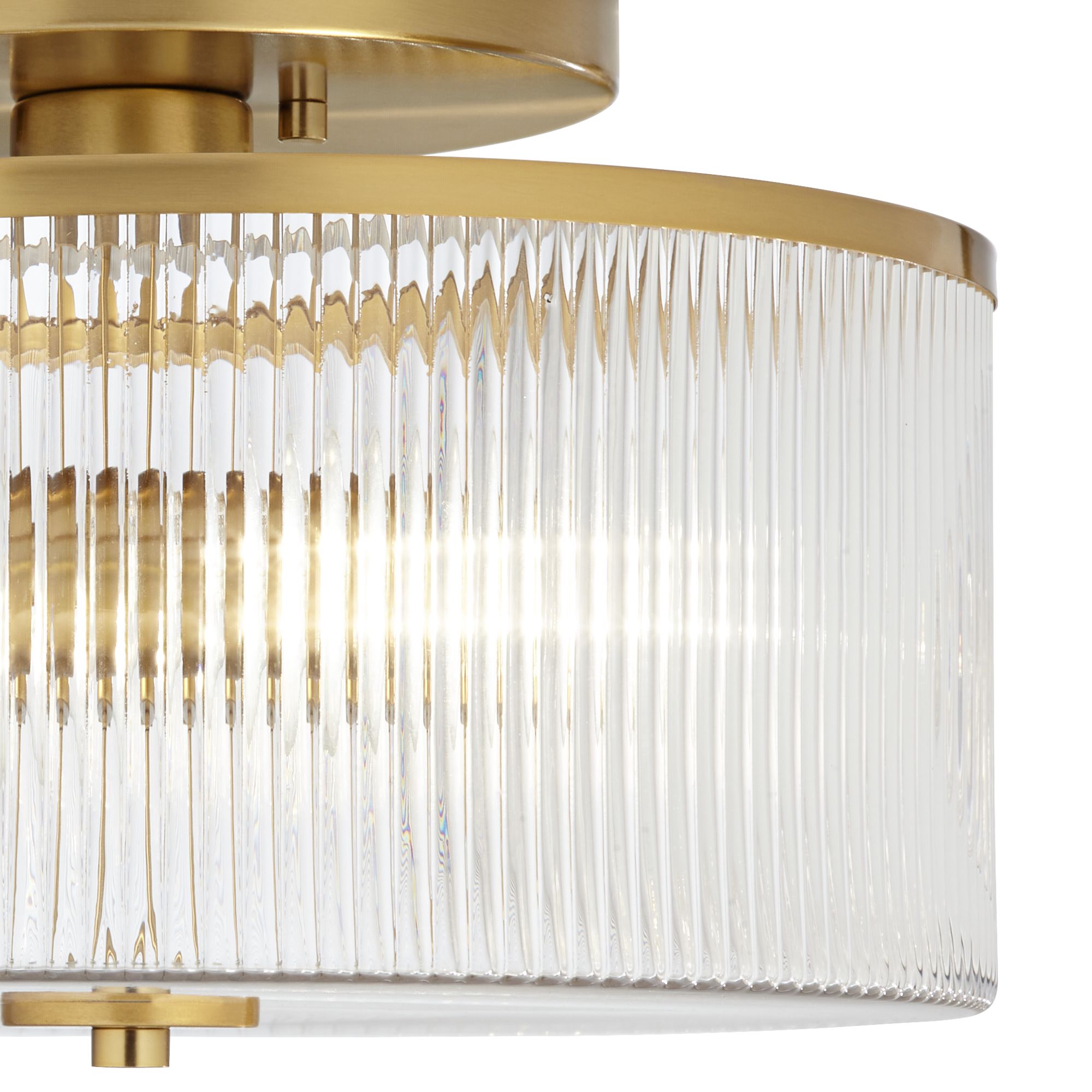 Image 4 Possini Euro McKenzie 14"W Warm Brass Glass 2-Light Ceiling Light more views