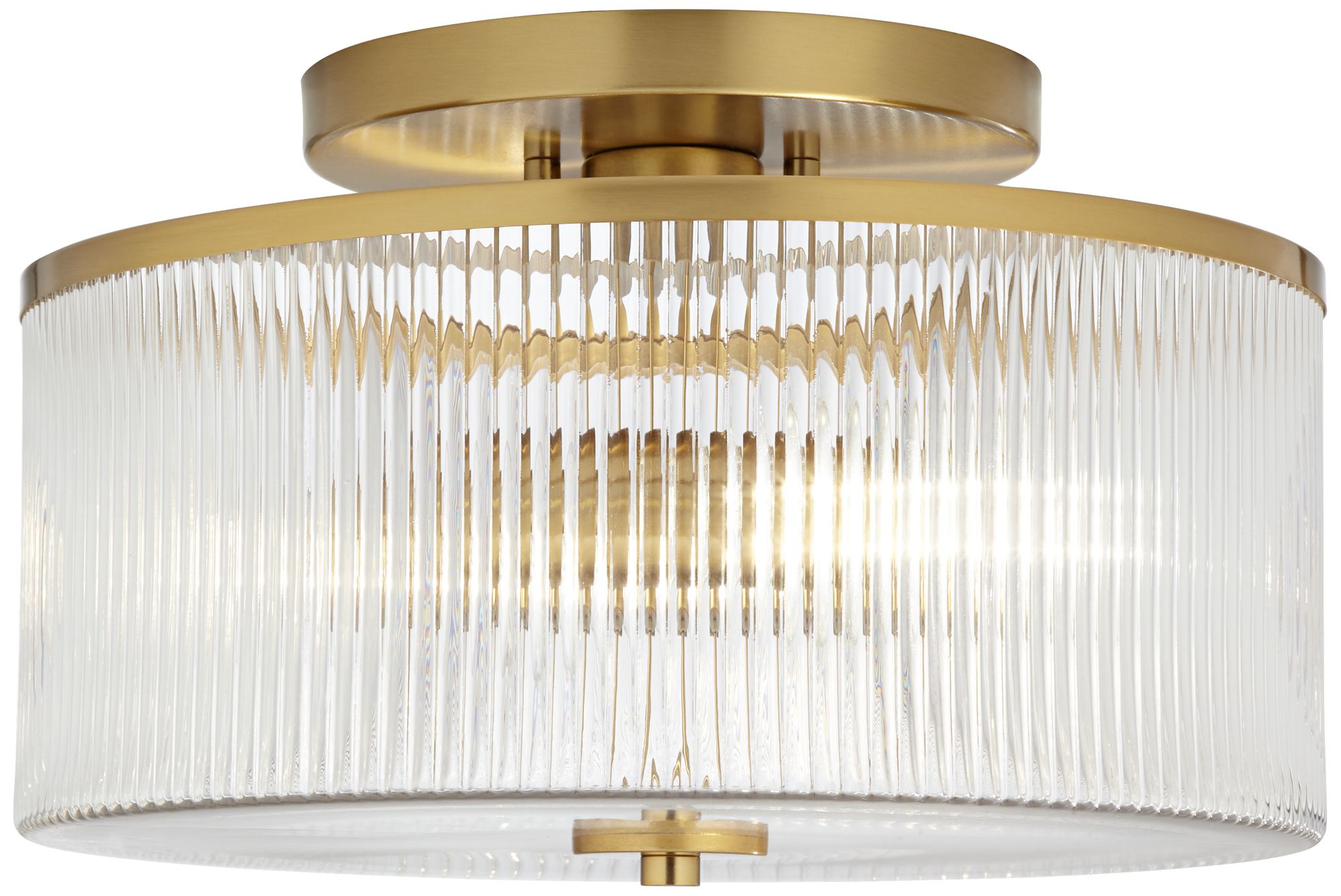 Image 6 Possini Euro McKenzie 14"W Warm Brass Glass 2-Light Ceiling Light more views