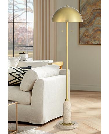 Possini Euro Medbury 61 1/2" High Brass Dome Modern Floor Lamp
