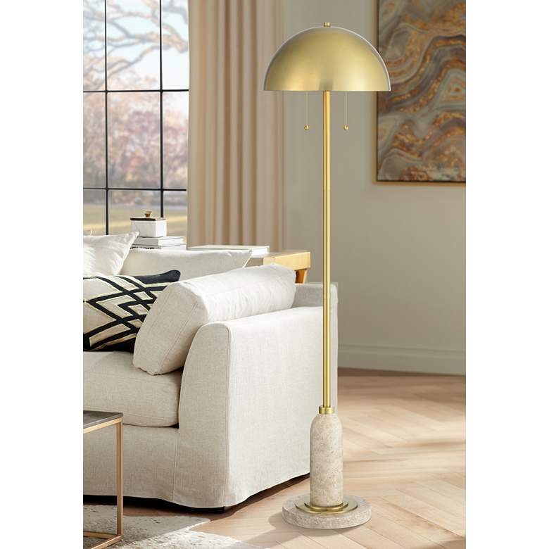 Image 1 Possini Euro Medbury 61 1/2" High Brass Dome Modern Floor Lamp