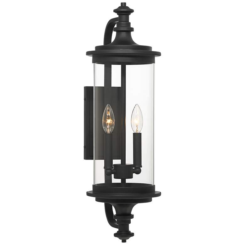 Image 2 Possini Euro Medici 24 1/2 inch Black and Glass 2-Light Outdoor Wall Light