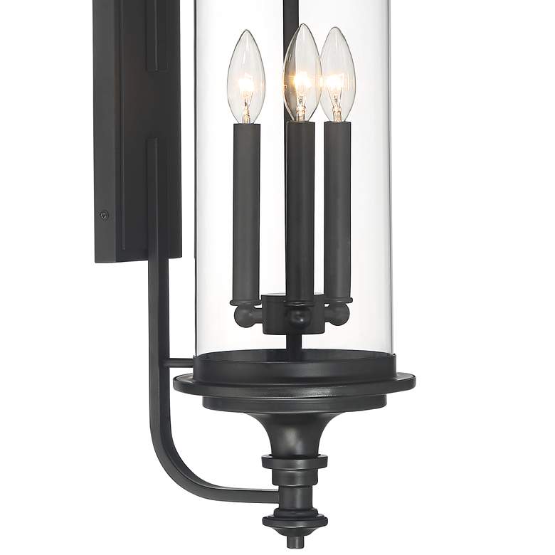 Image 3 Possini Euro Medici 28 inch Black Clear Glass 3-Light Outdoor Wall Light more views
