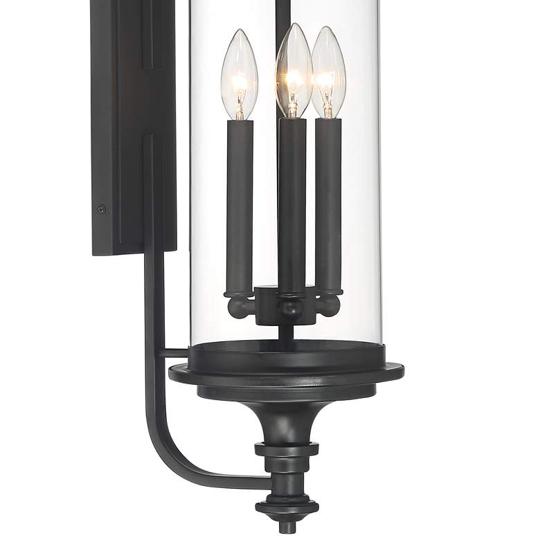 Image 3 Possini Euro Medici 28" Black Clear Glass 3-Light Outdoor Wall Light more views