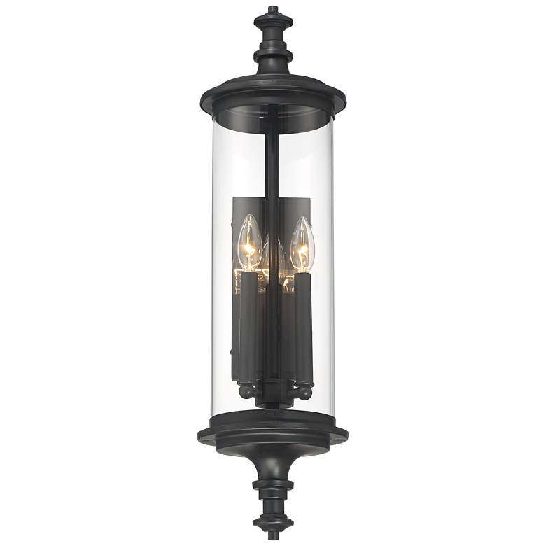 Image 5 Possini Euro Medici 28 inch Black Clear Glass 3-Light Outdoor Wall Light more views
