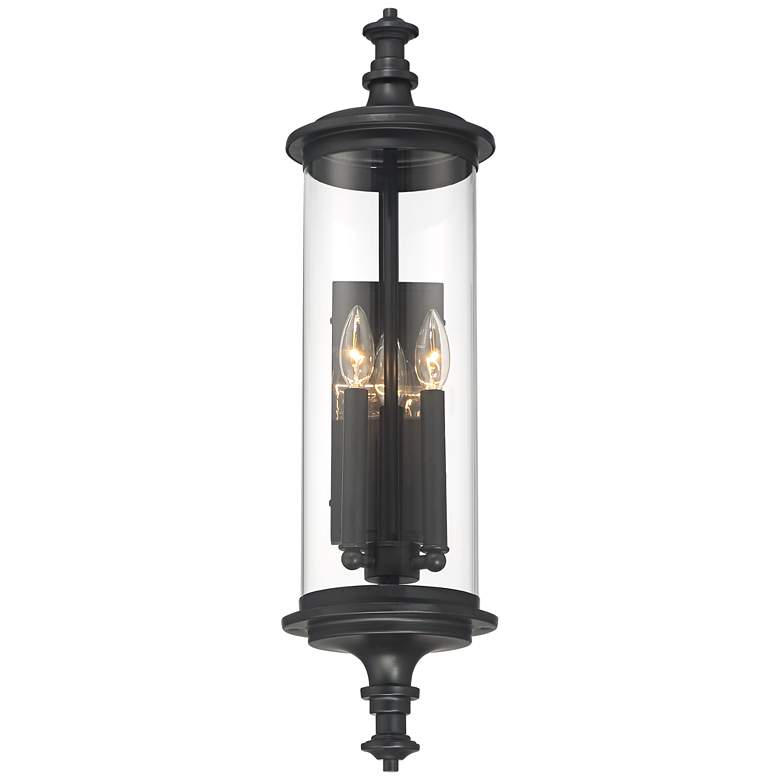 Image 5 Possini Euro Medici 28" Black Clear Glass 3-Light Outdoor Wall Light more views