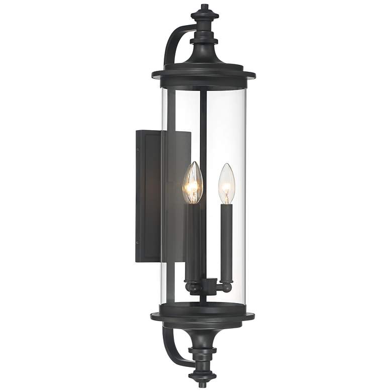 Image 6 Possini Euro Medici 28 inch Black Clear Glass 3-Light Outdoor Wall Light more views