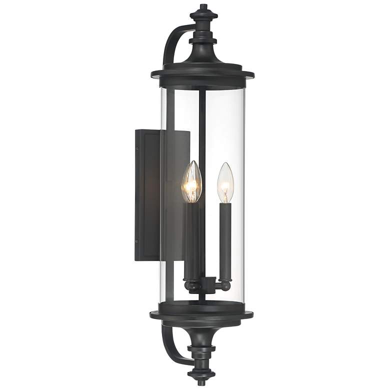 Image 6 Possini Euro Medici 28" Black Clear Glass 3-Light Outdoor Wall Light more views