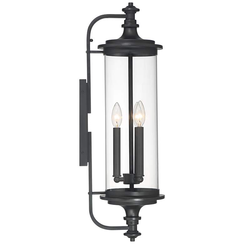 Image 7 Possini Euro Medici 28 inch Black Clear Glass 3-Light Outdoor Wall Light more views