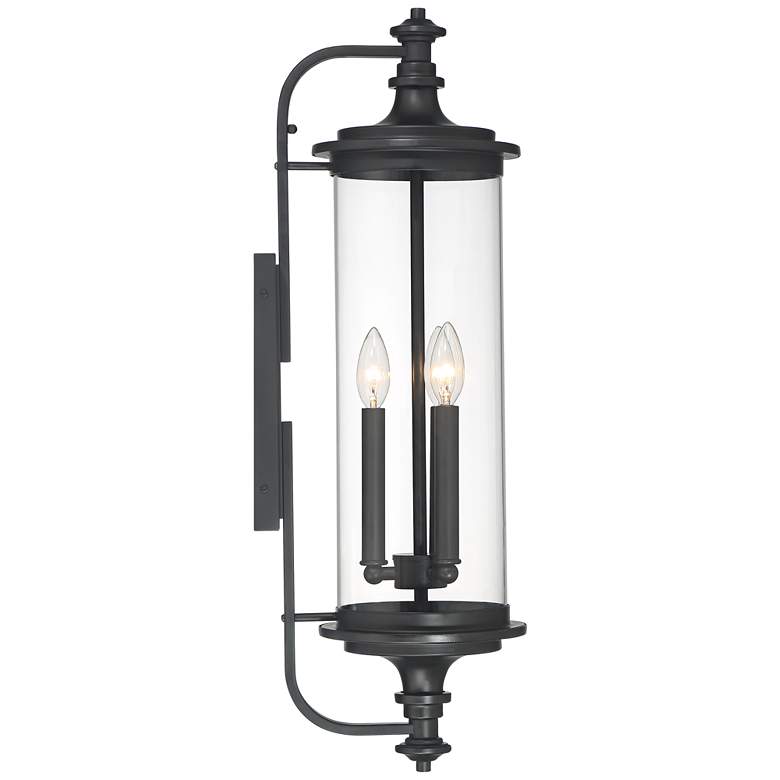 Image 7 Possini Euro Medici 28" Black Clear Glass 3-Light Outdoor Wall Light more views