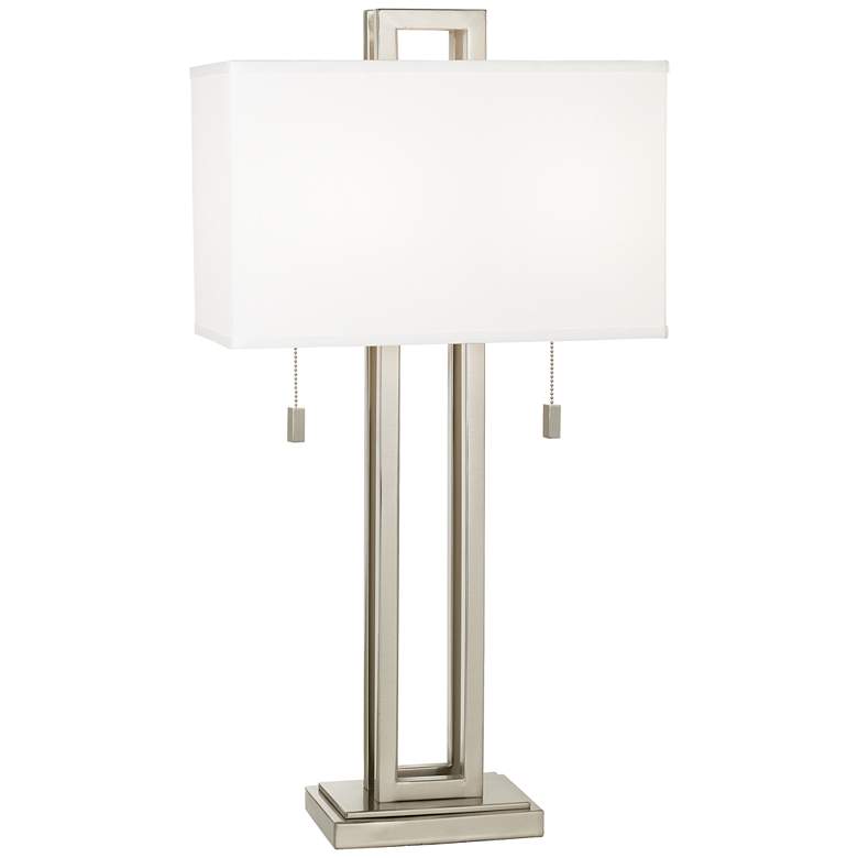 Image 2 Possini Euro Megan 30 inch Brushed Nickel Table Lamp with Dimmer