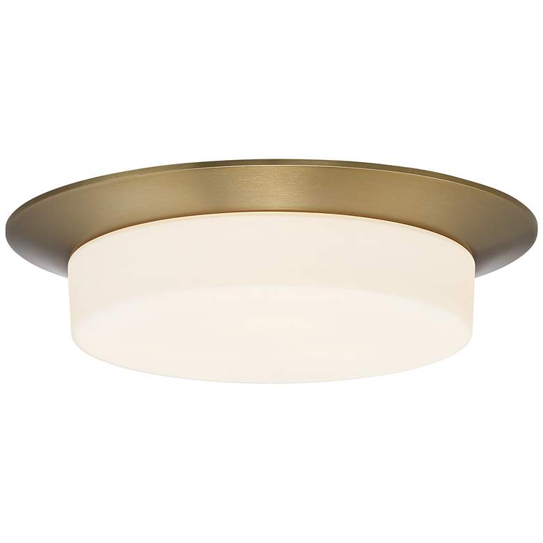 Image 2 Possini Euro Melber 14" Wide Brass and Opal Glass Modern Ceiling Light