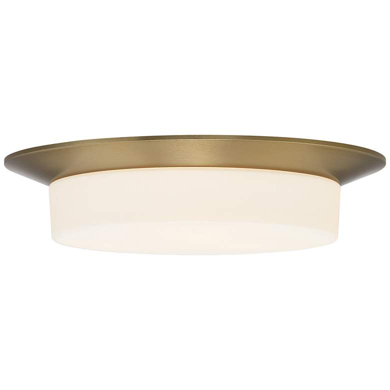 Image 4 Possini Euro Melber 14" Wide Brass and Opal Glass Modern Ceiling Light more views