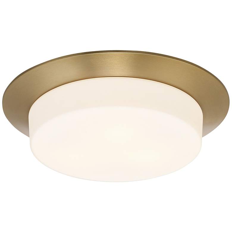 Image 5 Possini Euro Melber 14" Wide Brass and Opal Glass Modern Ceiling Light more views