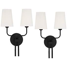 Image1 of Possini Euro Melody 19 1/2" High Black 2-Light Wall Sconce Set of 2